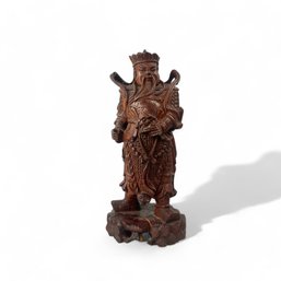 Antique Chinese Carved Wood Warrior Figure