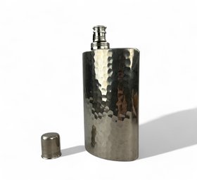Vintage West German Hammered Silver Plate Flask