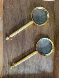PAIR Of CONTEMPORARY BRASS MAGNIFYING GLASSES