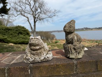 FROG And BUNNY-FORM CAST STONE GARDEN ORNAMENTS