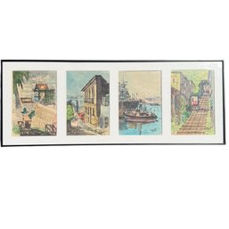 (4) WATERCOLORS Of A SOUTH AMERICAN CITY With A FUNICULAR