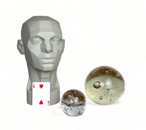 Vintage Hand Blown Glass Globes Or Paperweight, Large And Small