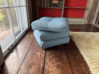 WHIMSICAL MID-CENTURY THREE PILLOW OTTOMAN ON CASTORS