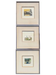 (3) COLORED ETCHINGS - FOOD THEMED, SIGNED AND NUMBERED