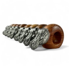 Makoulpa Hippopotamus Metal And Wood Napkin Rings