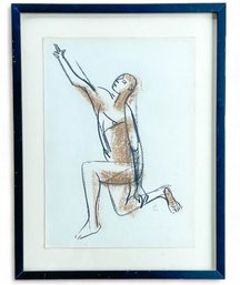 Figurative Oil Pastel Sketch Signed JB 553