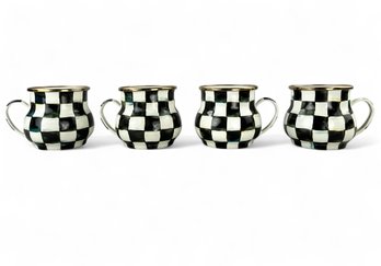 Mackenzie Childs Courtly Check Enamelware Mugs, Set Of 4