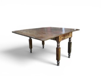 (19thc) AMERICAN CLASSICAL MAHOGANY DROP LEAF TABLE