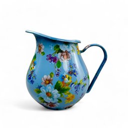 Mackenzie Childs Enamelware Blue Flower Market Pitcher