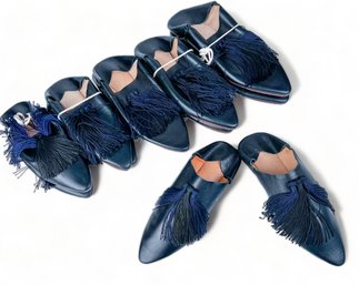 Unisex 'Sbaa Goods' Italian Leather Shoes In Black With Hand Stitched Tassels