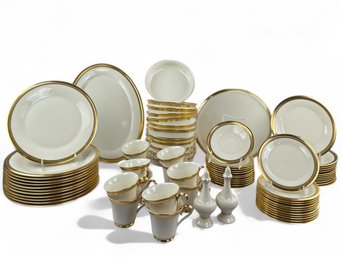 Mid Century Lenox Aristocrat Porcelain With 24kt Gold Trim Table Ware 76 Pcs