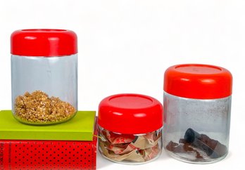 Vintage Mod Heller Glass Canisters, Set Of 3