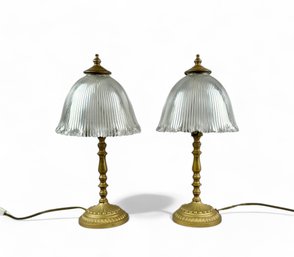 Antique Brass And Wellington Glass Table Lamps
