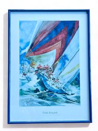 Willard Bond, 1991 Sailing Race 'First Around' Watercolor Print
