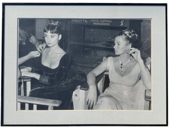 Framed Black And White Photo Of Audrey Hepburn And Anita Ekburg