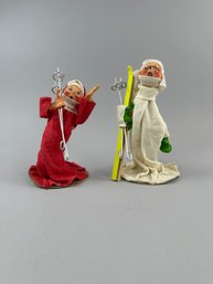 Two Vintage Annalee Dolls - Skiing Nuns !!