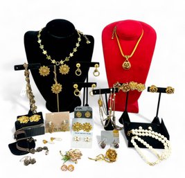 Generous Assortment Of Floral And Pearl Jewelry