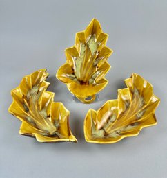 Mid Century Modern Encanto California Pottery Leaf Dishes