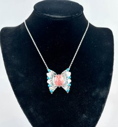 Sterling, Turquoise And Quartz Native American Style Necklace