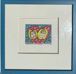 Rizzi, Framed Artist Proof C. 1997 'The Apple Of My Heart', Mixed Media Collate Print Watercolor
