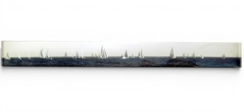RON GLAZER (21st C), SHIPS IN WATER ON ACRYLIC