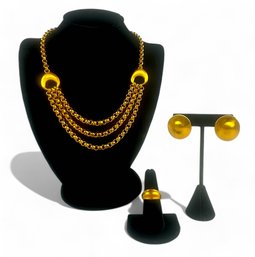 Suite Of Robert Lee Morris Brushed Brass Jewelry