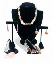 Quartz, Moonstone, Garnet And Semi Precious Stone Jewelry With Sterling Silver Settings