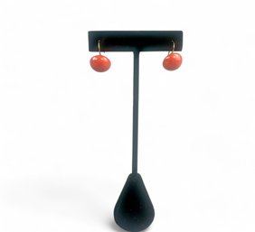 14kt Yellow Gold And Carnelian Stone Earrings