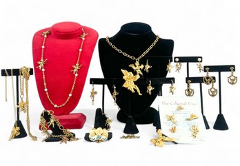 Generous Lot Of Angel And Cherub Theme Sterling Vermeil And Costume Jewelry