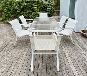 WOODARD DELUXE ALUMINUM PATIO TABLE & (6) CHAIRS