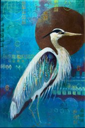Mary Wolke, 'Crane' Framed Original Oil On Canvas