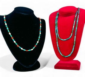 Museum Of Modern Art Turquoise And Coral Necklaces
