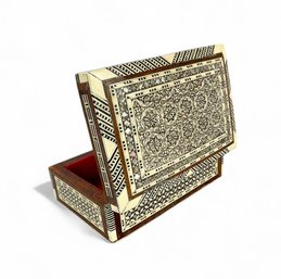 Mother Of Pearl, Bone And Wood Inlay Box