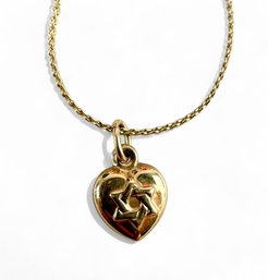 14K Yellow Gold Heart With Star Of David Pendant And Chain