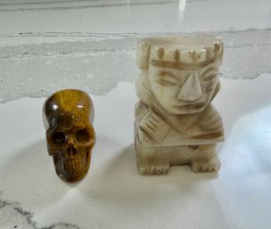 CARVED TIGERS EYE AND ONYX DECOR