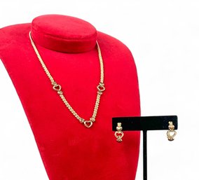 10kt Yellow And Rose Gold Rope Double Rope Chain With Heart Motif Set