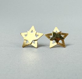 14kt Yellow Gold Double Star Earrings