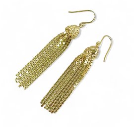 Sterling Silver And Vermeil Box Chain Tassel Earrings