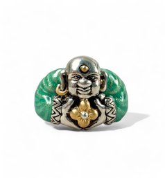 Sterling Silver And 14kt Yellow Gold Buddha Ring