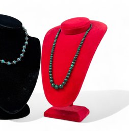 Antique Malachite Graduated Bead Necklace