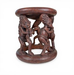 AFRICAN BAMILEKE CARVED WOODEN STOOL
