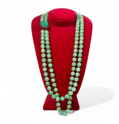 Vintage Chinese Double Strand Beaded Jadeite Necklace