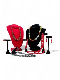 Sterling Silver, Hematite, Jasper And Semi Precious Stone Necklaces And Earrings