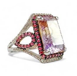 Sterling Silver And Purple Faceted Stone Cocktail Ring