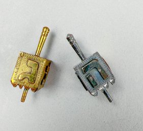 Silver And Gold Two Vintage Metal Dreidels