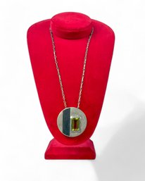 Sterling Silver, Peridot And Ebonized Wood Pendant Necklace