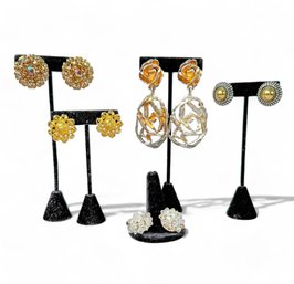 5 Pair Of Cool Vintage Costume Clip On Earrings