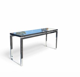Mid Mod Chrome And Glass Console Table