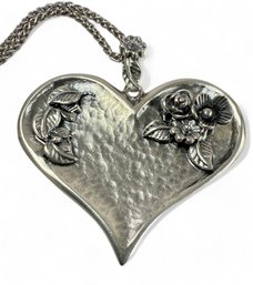 New Vintage Sterling Silver Heart Pendant And Chain