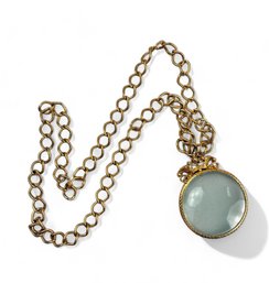 Vintage Florenza Magnifying Glass Pendant On Long Chain